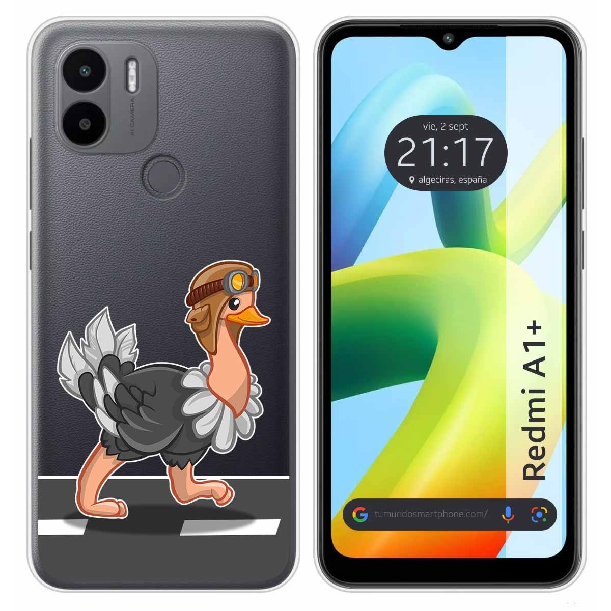 Funda Silicona Transparente para Xiaomi Redmi A1 Plus diseño Avestruz Dibujos