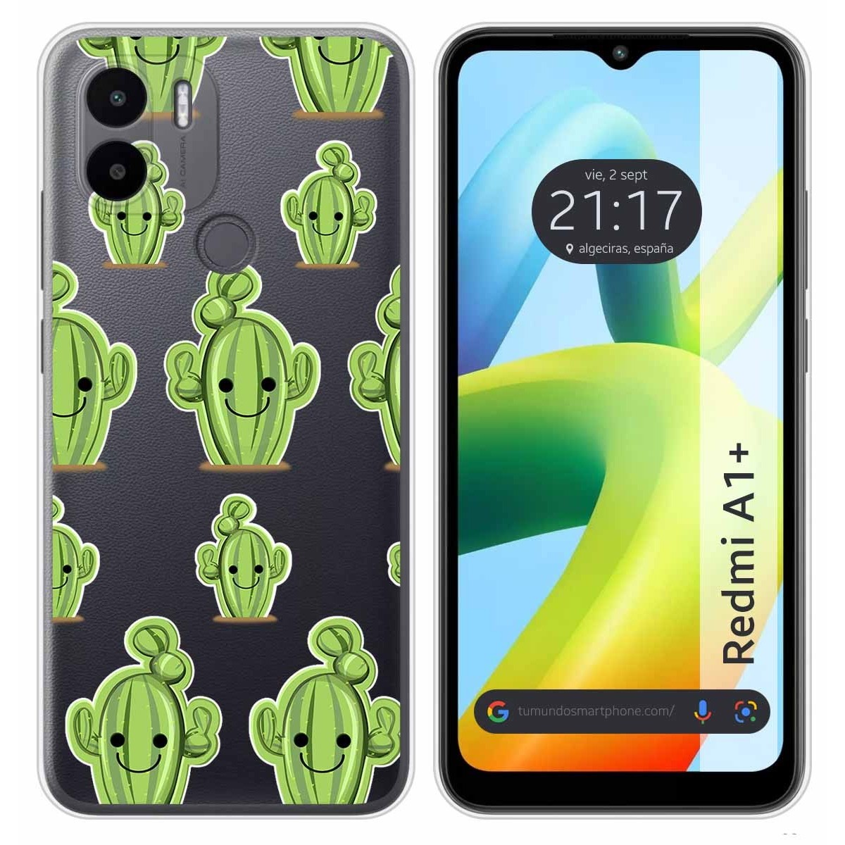Funda Silicona Transparente para Xiaomi Redmi A1 Plus diseño Cactus Dibujos