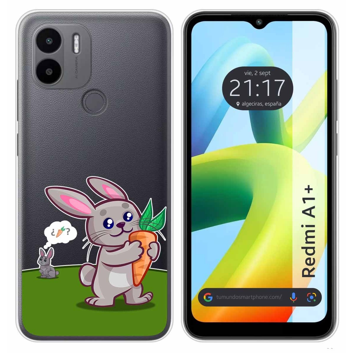 Funda Silicona Transparente para Xiaomi Redmi A1 Plus diseño Conejo Dibujos