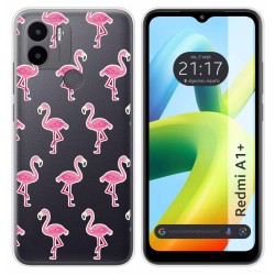 Funda Silicona Transparente para Xiaomi Redmi A1 Plus diseño Flamenco Dibujos