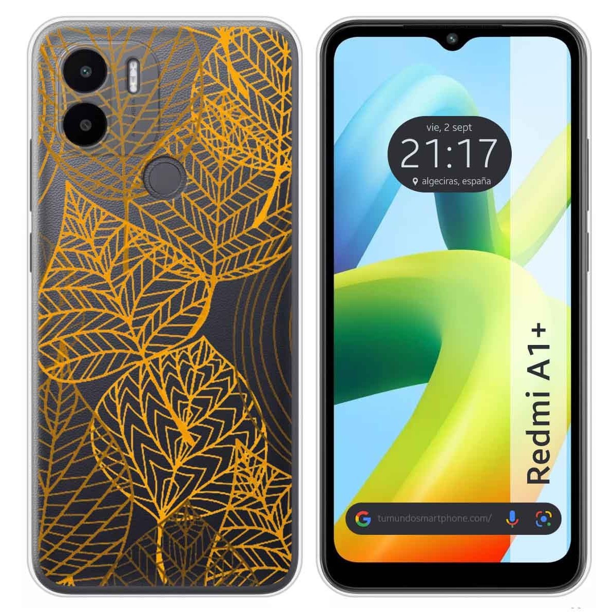 Funda Silicona Transparente para Xiaomi Redmi A1 Plus diseño Hojas Dibujos