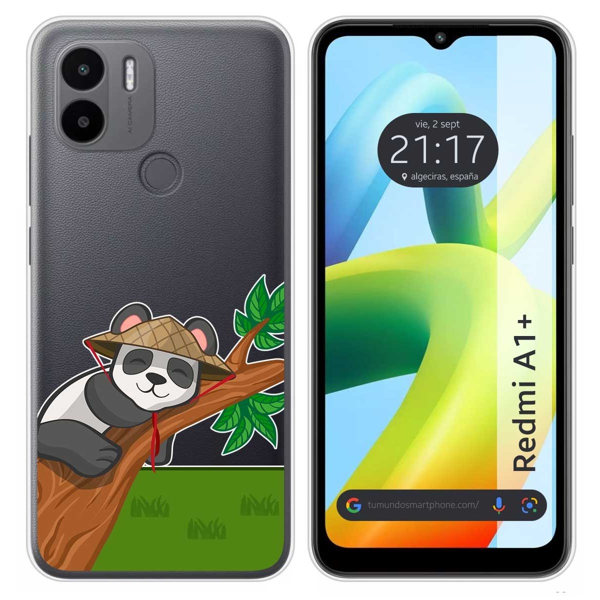 Funda Silicona Transparente para Xiaomi Redmi A1 Plus diseño Panda Dibujos