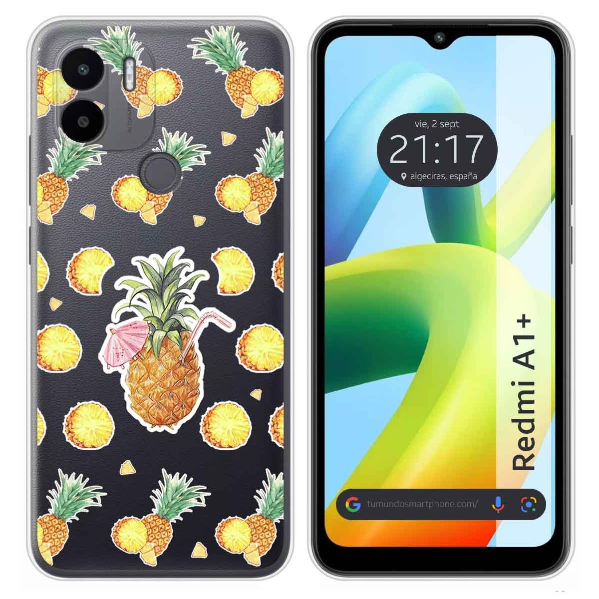Funda Silicona Transparente para Xiaomi Redmi A1 Plus diseño Piña Dibujos