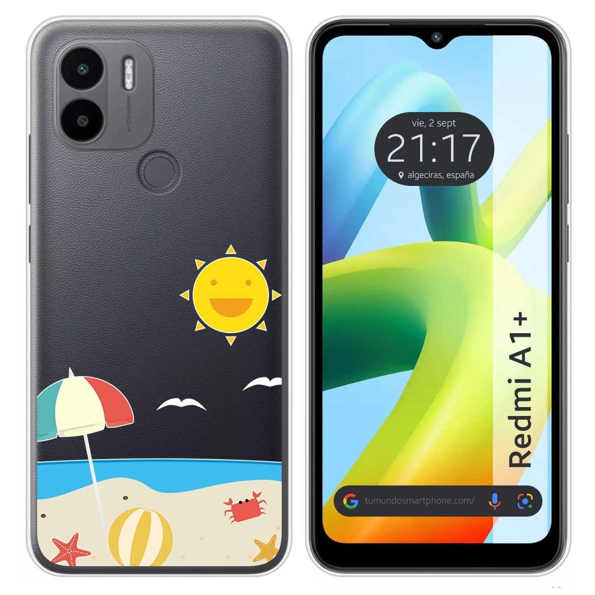 Funda Silicona Transparente para Xiaomi Redmi A1 Plus diseño Playa Dibujos
