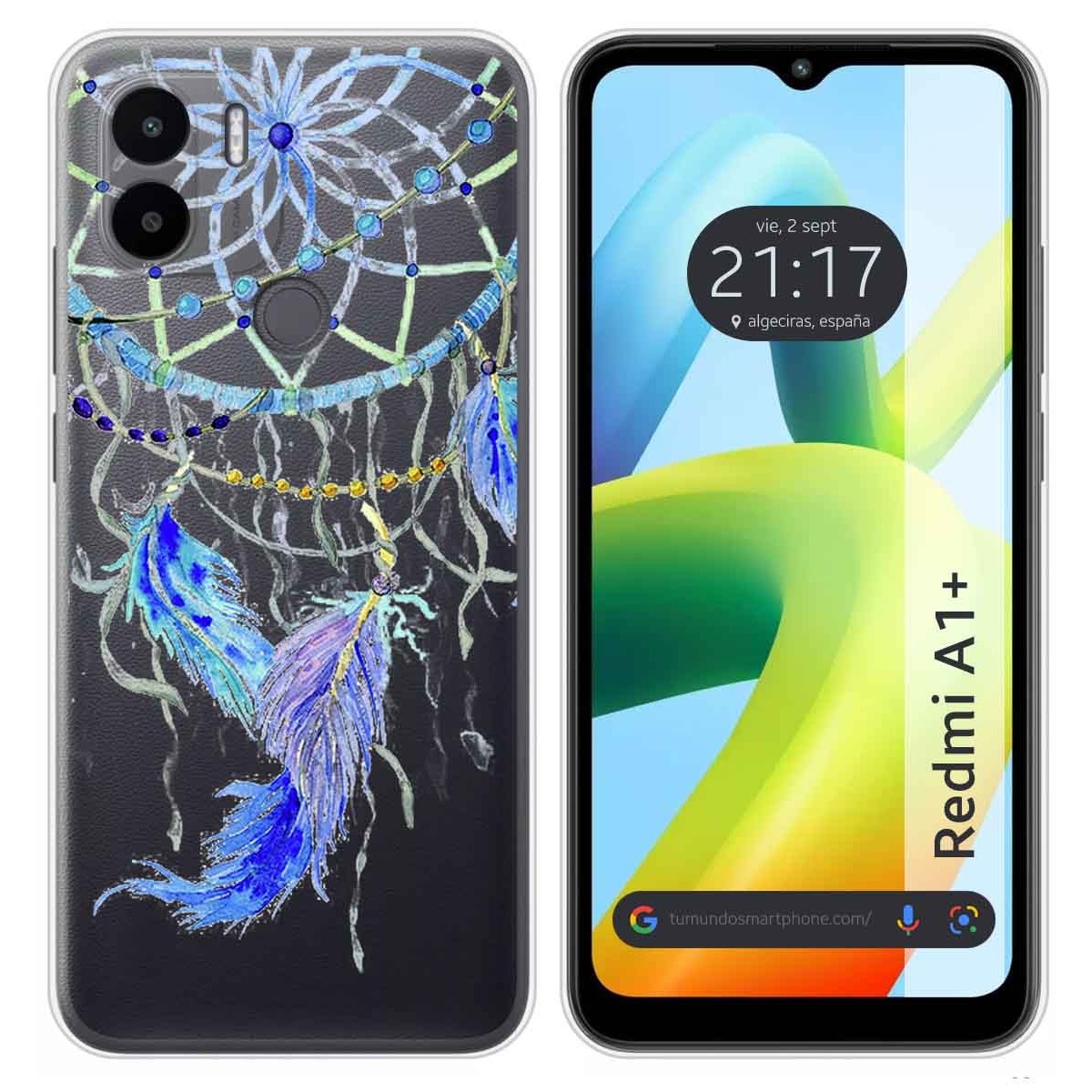 Funda Silicona Transparente para Xiaomi Redmi A1 Plus diseño Plumas Dibujos