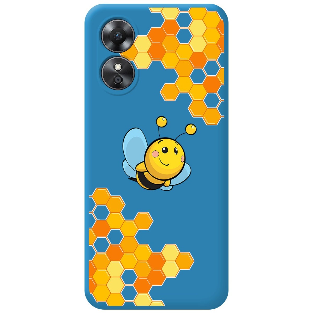 Funda Silicona Líquida Azul para Oppo A17 diseño Abeja Dibujos
