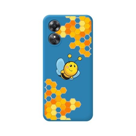 Funda Silicona Líquida Azul para Oppo A17 diseño Abeja Dibujos
