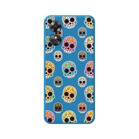Funda Silicona Líquida Azul para Oppo A17 diseño Catrina Dibujos