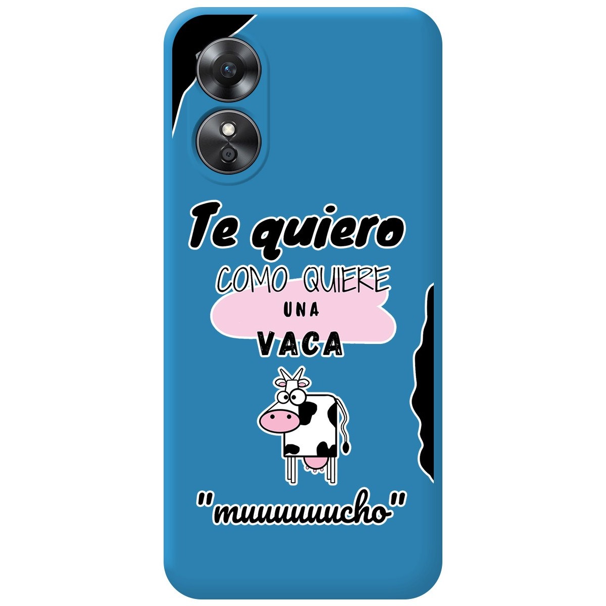 Funda Silicona Líquida Azul para Oppo A17 diseño Vaca Dibujos