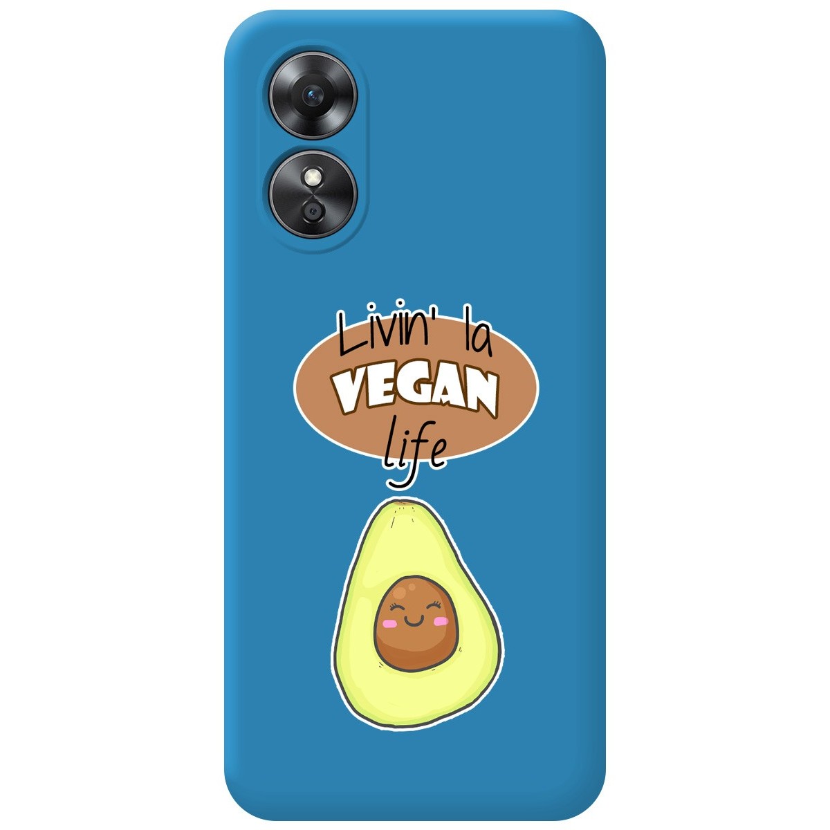 Funda Silicona Líquida Azul para Oppo A17 diseño Vegan Life Dibujos