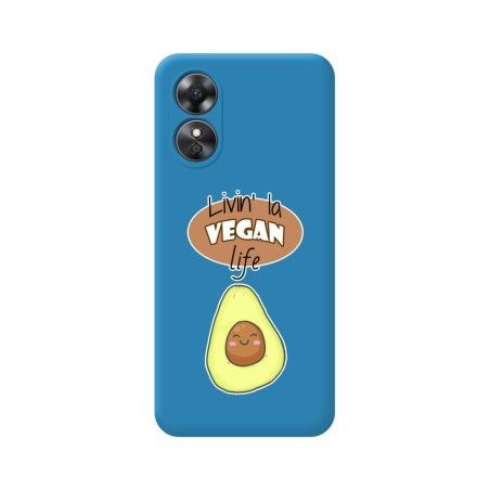 Funda Silicona Líquida Azul para Oppo A17 diseño Vegan Life Dibujos