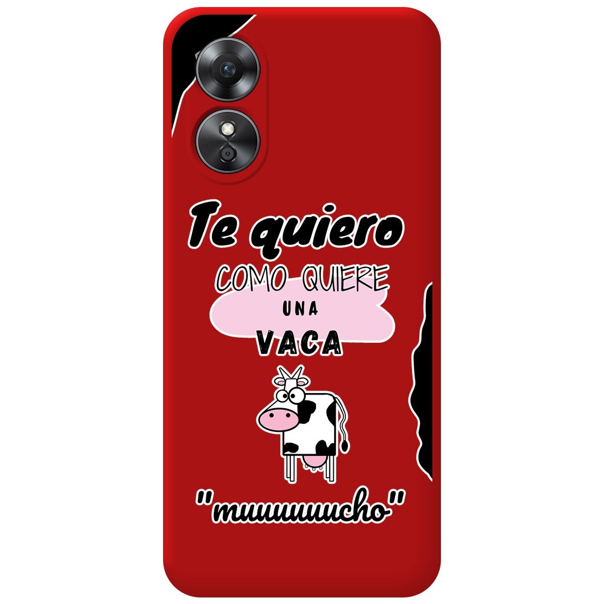 Funda Silicona Líquida Roja para Oppo A17 diseño Vaca Dibujos