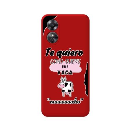 Funda Silicona Líquida Roja para Oppo A17 diseño Vaca Dibujos