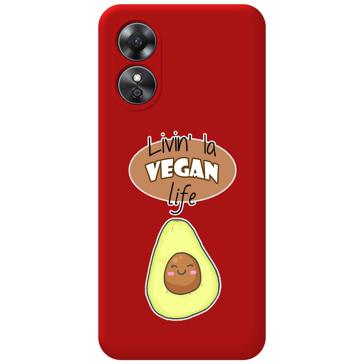 Funda Silicona Líquida Roja para Oppo A17 diseño Vegan Life Dibujos