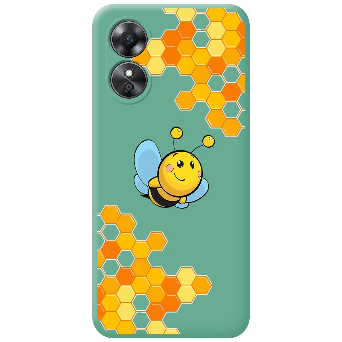 Funda Silicona Líquida Verde para Oppo A17 diseño Abeja Dibujos