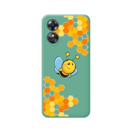 Funda Silicona Líquida Verde para Oppo A17 diseño Abeja Dibujos