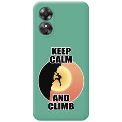Funda Silicona Líquida Verde para Oppo A17 diseño Hombre Escalada Dibujos