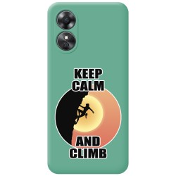 Funda Silicona Líquida Verde para Oppo A17 diseño Mujer Escalada Dibujos