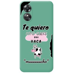 Funda Silicona Líquida Verde para Oppo A17 diseño Vaca Dibujos