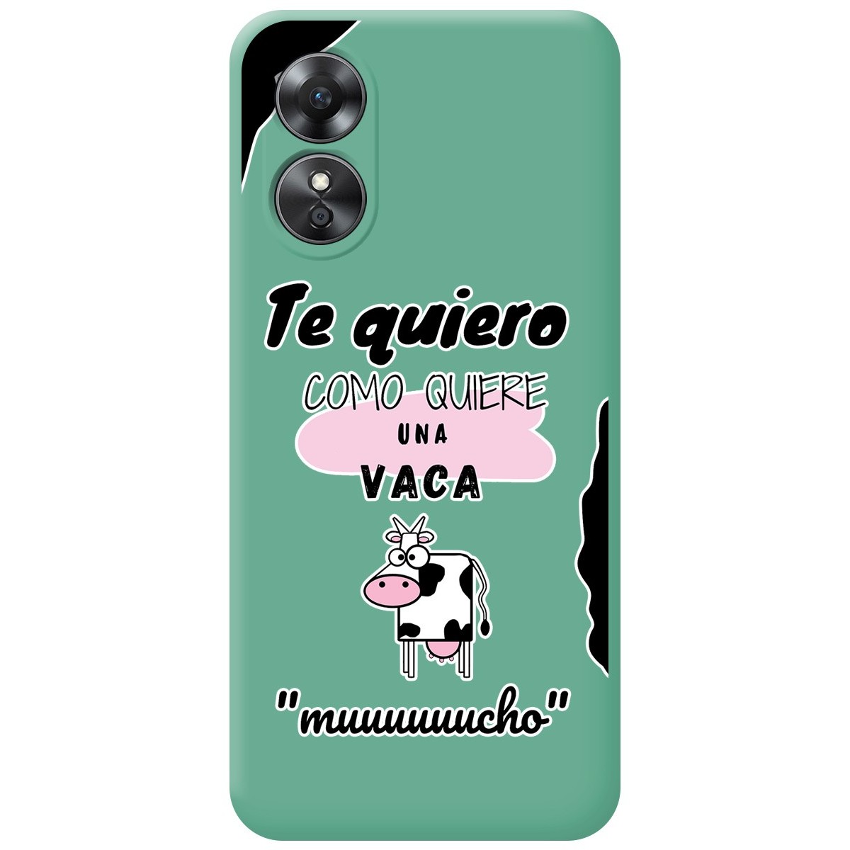 Funda Silicona Líquida Verde para Oppo A17 diseño Vaca Dibujos