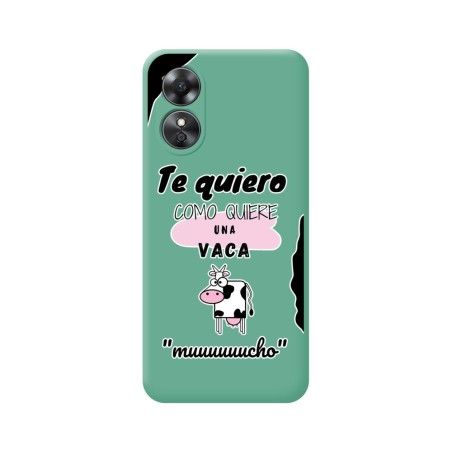 Funda Silicona Líquida Verde para Oppo A17 diseño Vaca Dibujos