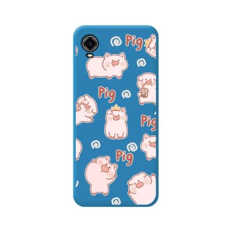 Funda Silicona Líquida Azul para ZTE Blade A31 Plus diseño Cerdos Dibujos