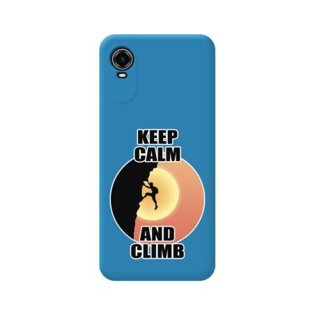 Funda Silicona Líquida Azul para ZTE Blade A31 Plus diseño Hombre Escalada Dibujos