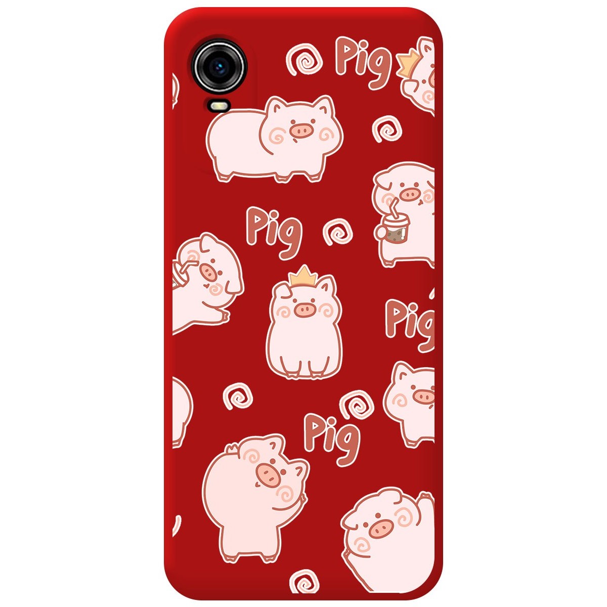 Funda Silicona Líquida Roja para ZTE Blade A31 Plus diseño Cerdos Dibujos