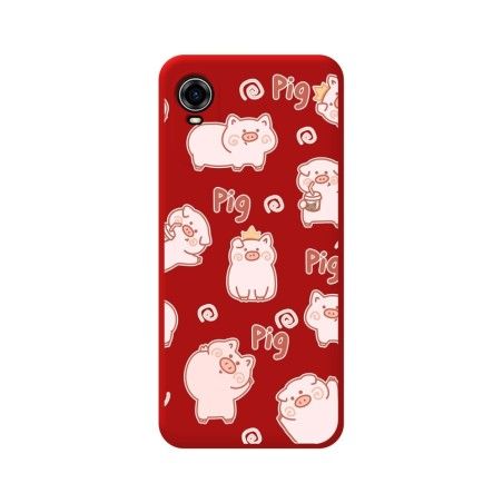 Funda Silicona Líquida Roja para ZTE Blade A31 Plus diseño Cerdos Dibujos