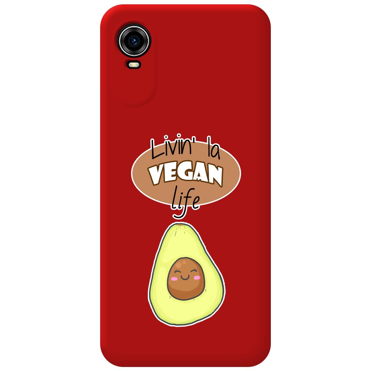 Funda Silicona Líquida Roja para ZTE Blade A31 Plus diseño Vegan Life Dibujos