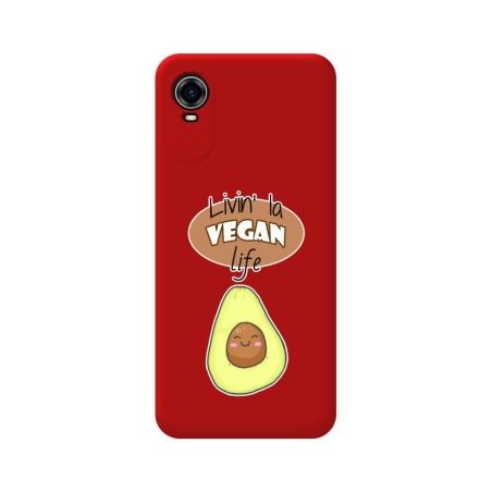 Funda Silicona Líquida Roja para ZTE Blade A31 Plus diseño Vegan Life Dibujos