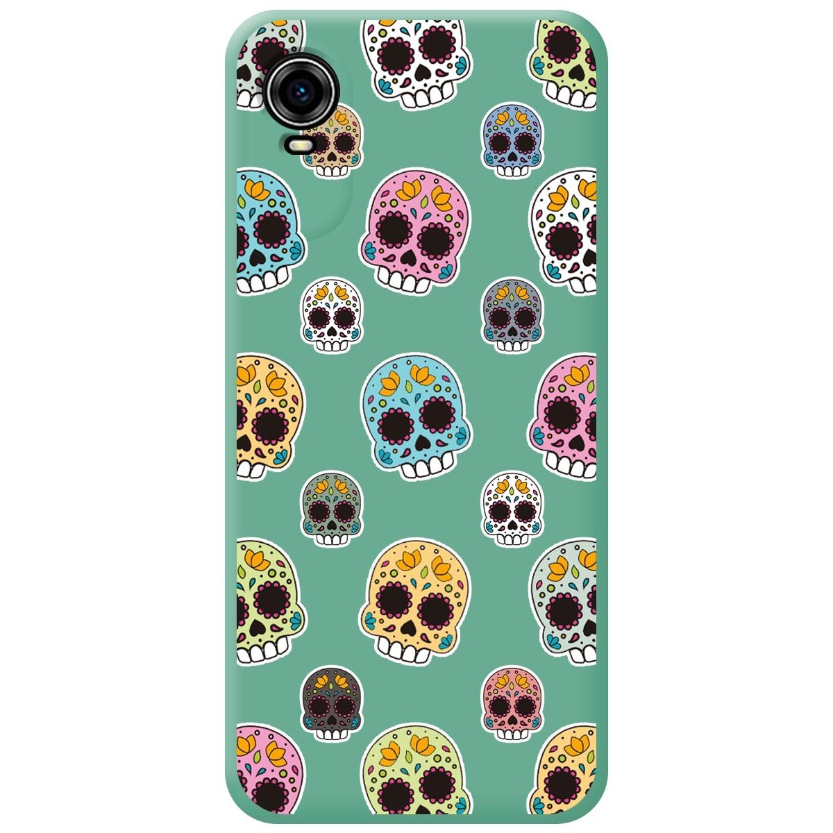 Funda Silicona Líquida Verde para ZTE Blade A31 Plus diseño Catrina Dibujos