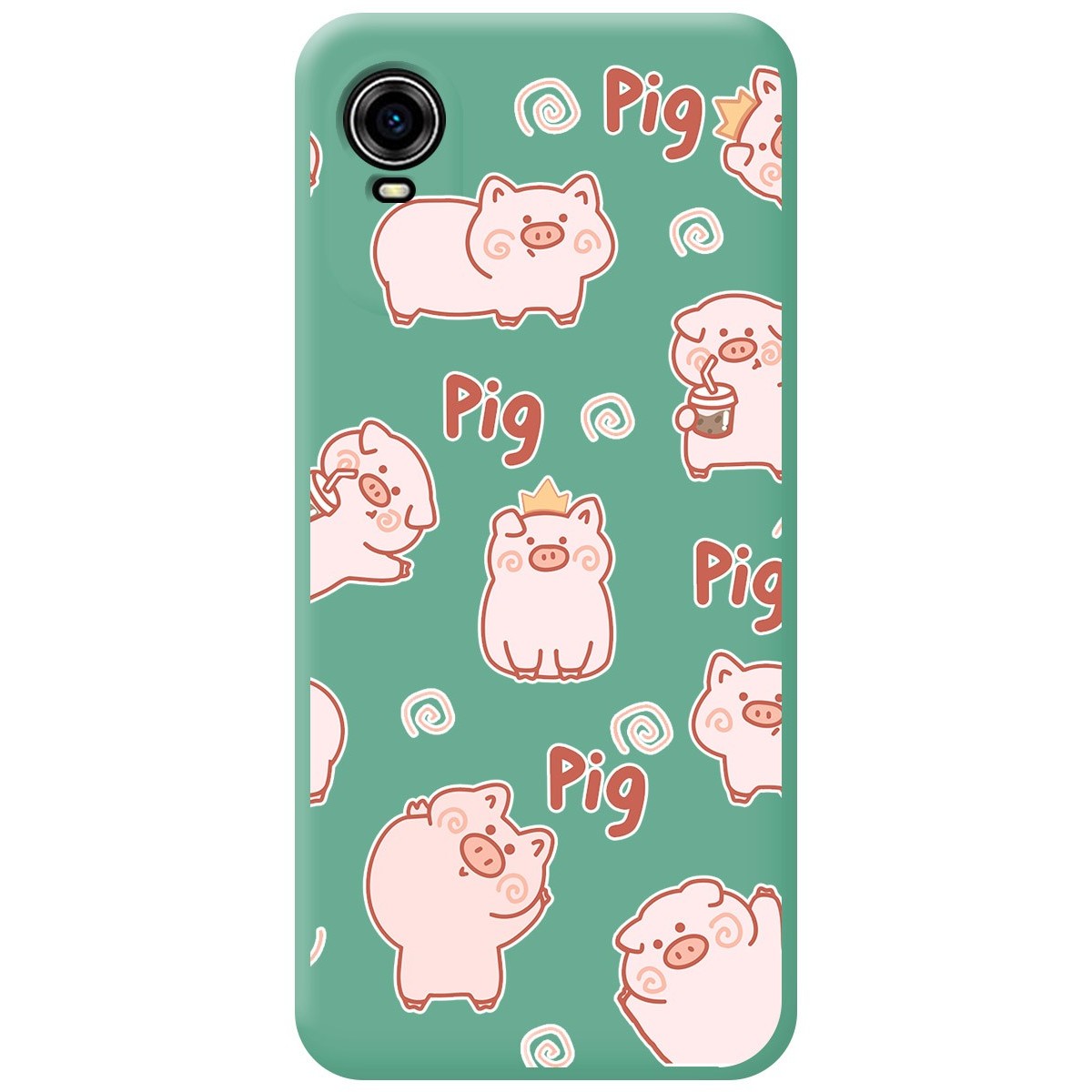 Funda Silicona Líquida Verde para ZTE Blade A31 Plus diseño Cerdos Dibujos