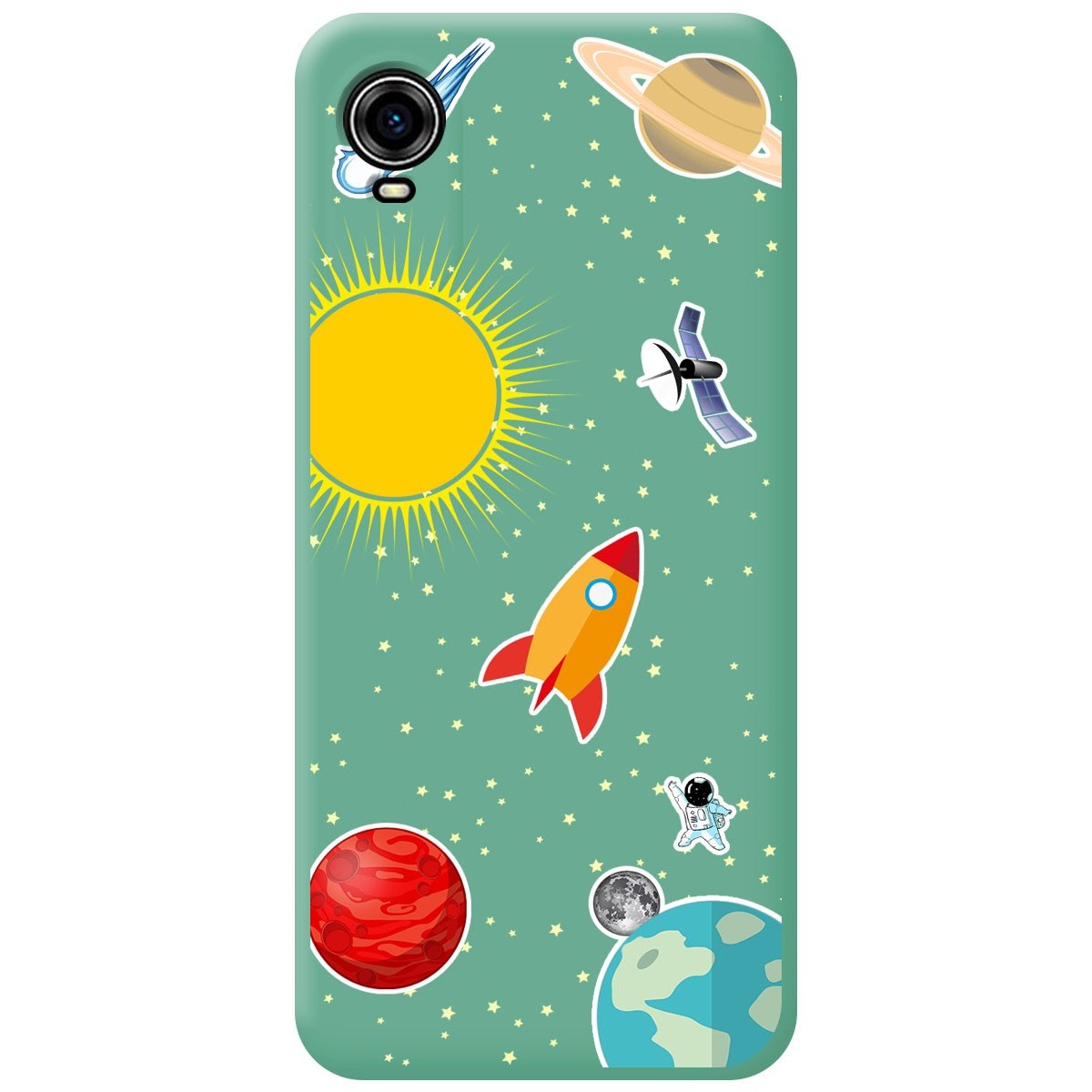 Funda Silicona Líquida Verde para ZTE Blade A31 Plus diseño Espacio Dibujos