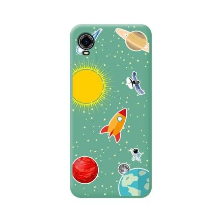 Funda Silicona Líquida Verde para ZTE Blade A31 Plus diseño Espacio Dibujos