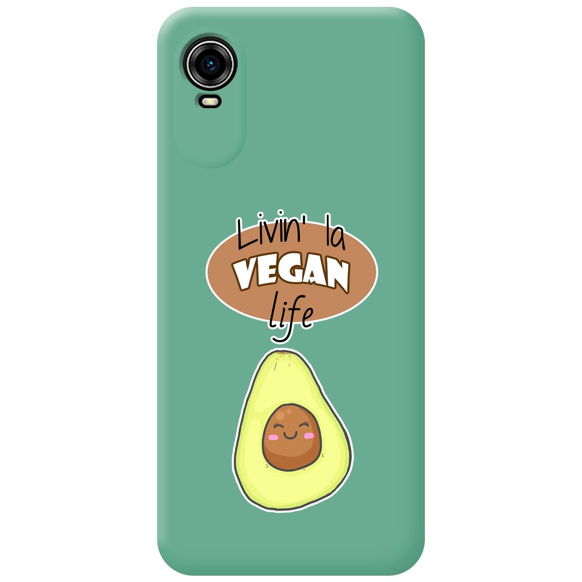 Funda Silicona Líquida Verde para ZTE Blade A31 Plus diseño Vegan Life Dibujos