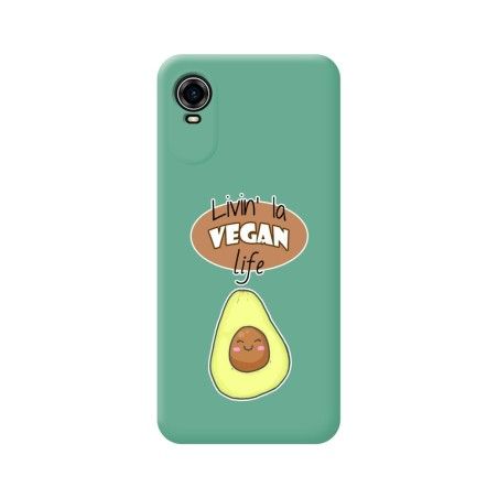 Funda Silicona Líquida Verde para ZTE Blade A31 Plus diseño Vegan Life Dibujos