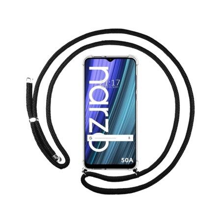Funda Colgante Transparente para Realme Narzo 50A con Cordon Negro