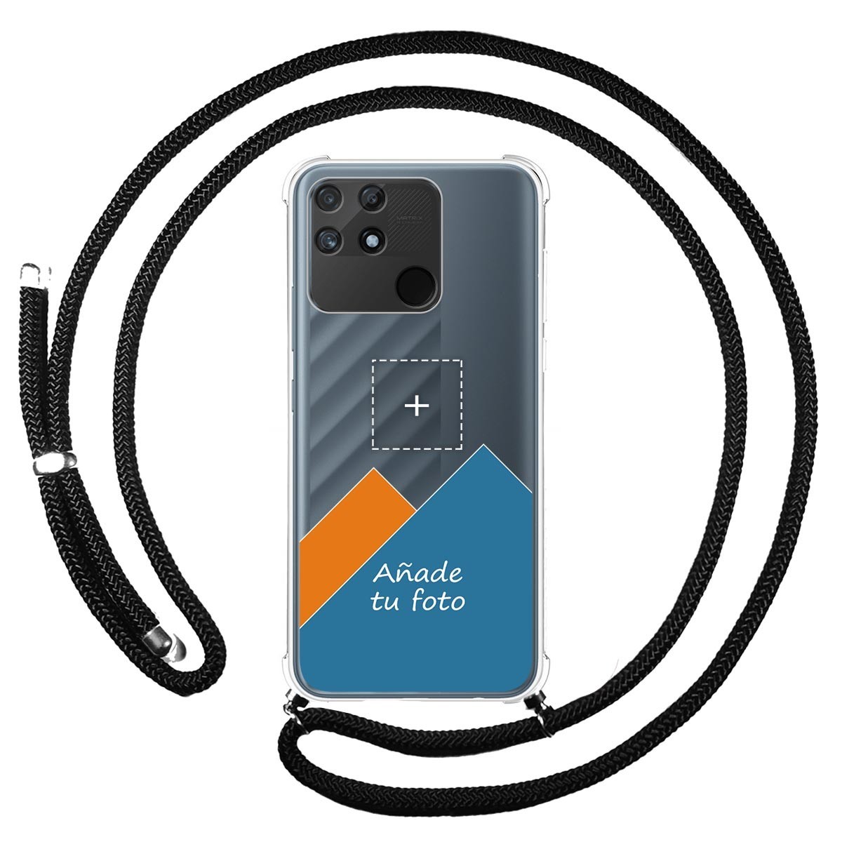 Personaliza tu Funda Colgante Transparente para Realme Narzo 50A con Cordon Negro Dibujo Personalizada