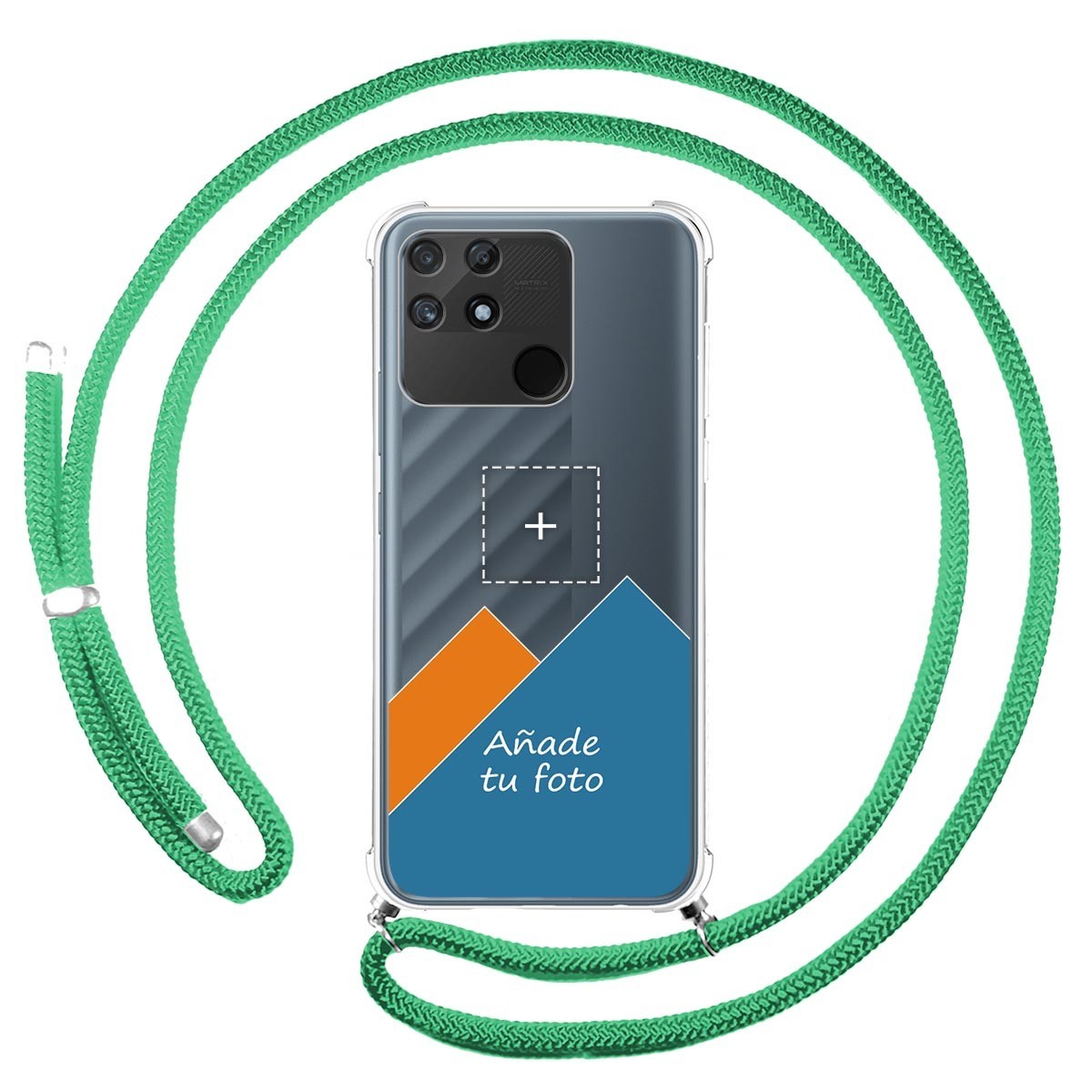 Personaliza tu Funda Colgante Transparente para Realme Narzo 50A con Cordon Verde Agua Dibujo Personalizada