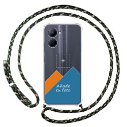 Personaliza tu Funda Colgante Transparente para Realme C33 con Cordon Verde / Dorado Dibujo Personalizada