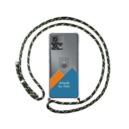 Personaliza tu Funda Colgante Transparente para Motorola Edge 30 Fusion 5G con Cordon Verde / Dorado Dibujo Personalizada