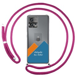 Personaliza tu Funda Colgante Transparente para Motorola Edge 30 Fusion 5G con Cordon Rosa Fucsia Dibujo Personalizada