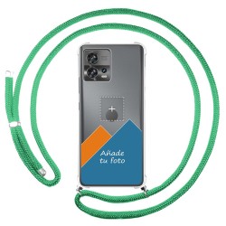 Personaliza tu Funda Colgante Transparente para Motorola Edge 30 Fusion 5G con Cordon Verde Agua Dibujo Personalizada