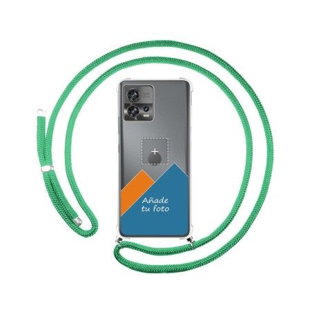Personaliza tu Funda Colgante Transparente para Motorola Edge 30 Fusion 5G con Cordon Verde Agua Dibujo Personalizada