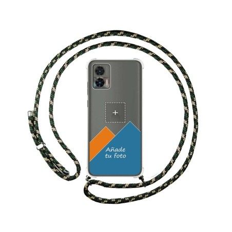Personaliza tu Funda Colgante Transparente para Motorola Edge 30 Neo 5G con Cordon Verde / Dorado Dibujo Personalizada