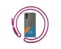 Personaliza tu Funda Colgante Transparente para Motorola Edge 30 Neo 5G con Cordon Rosa Fucsia Dibujo Personalizada