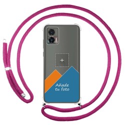 Personaliza tu Funda Colgante Transparente para Motorola Edge 30 Neo 5G con Cordon Rosa Fucsia Dibujo Personalizada