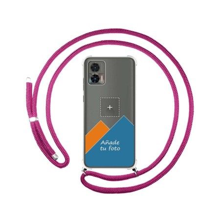 Personaliza tu Funda Colgante Transparente para Motorola Edge 30 Neo 5G con Cordon Rosa Fucsia Dibujo Personalizada