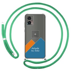 Personaliza tu Funda Colgante Transparente para Motorola Edge 30 Neo 5G con Cordon Verde Agua Dibujo Personalizada